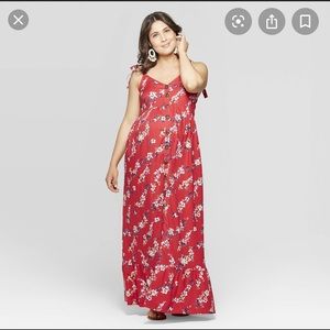 Floral print maxi tank maternity dress